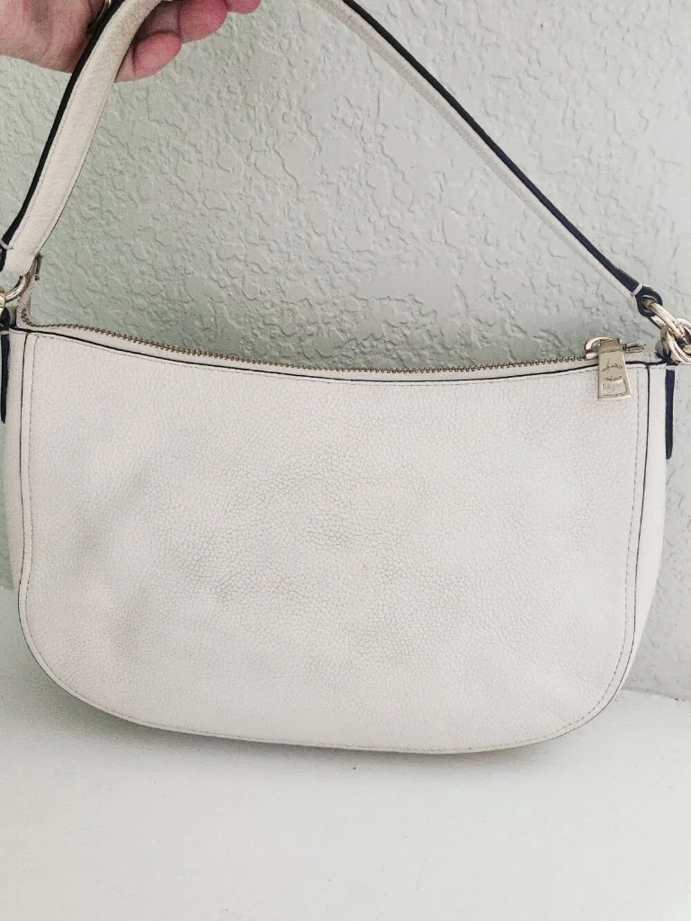 Euc Coach Floral Studded Chalk Leather Crossbody Bag PUrse